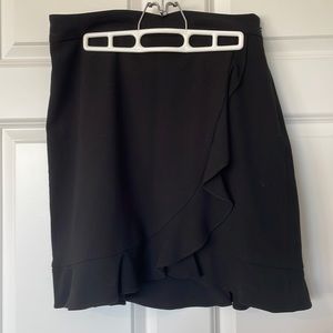 Loft women’s black ruffle faux wrap skirt